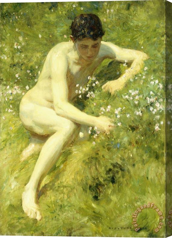 Henry Scott Tuke In the Meadow Stretched Canvas Print / Canvas Art