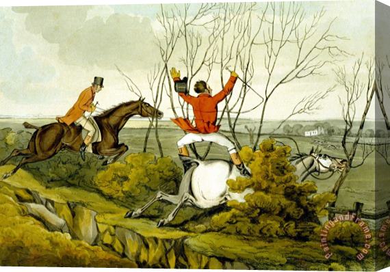 Henry Thomas Alken Plunging Through The Hedge From Qualified Horses And Unqualified Riders Stretched Canvas Painting / Canvas Art