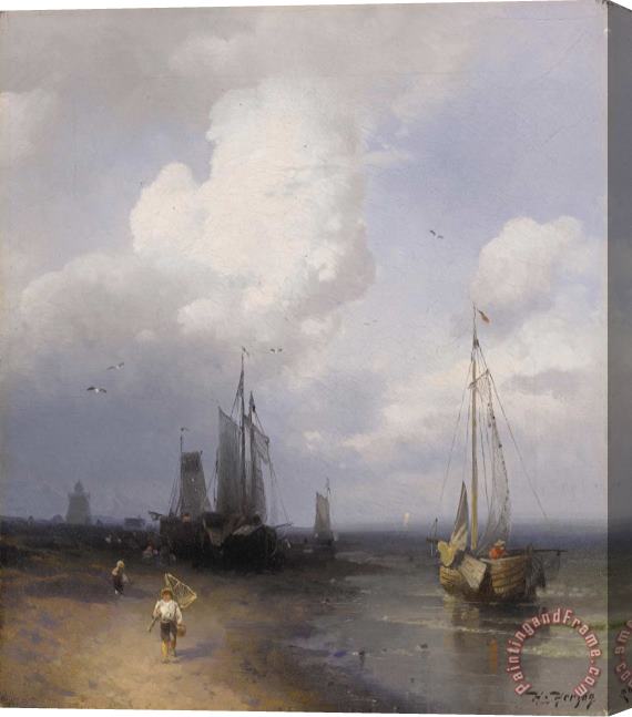 Herman Herzog Dutch Coastal Scene Stretched Canvas Print / Canvas Art