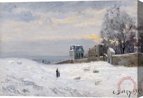 Hippolyte Camille Delpy Snow at Montmartre Stretched Canvas Print / Canvas Art