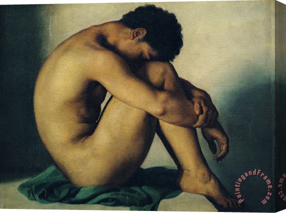 Hippolyte Flandrin Study of a Nude Young Man Stretched Canvas Print / Canvas Art