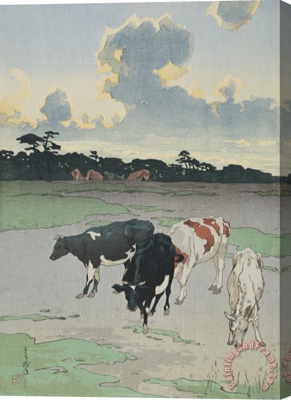 Hiroshi Yoshida Afternoon in The Pasture (bokujo No Gogo) Stretched Canvas Print / Canvas Art