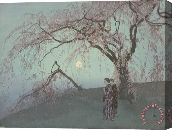 Hiroshi Yoshida Kumoi Cherry Trees Stretched Canvas Painting / Canvas Art