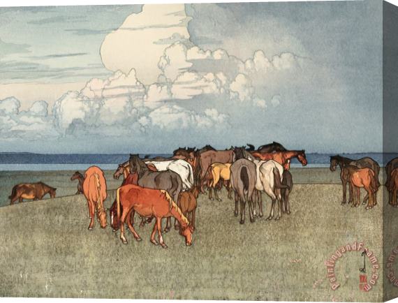Hiroshi Yoshida Numazaki Pasture (numazaki Bokujo) Stretched Canvas Print / Canvas Art