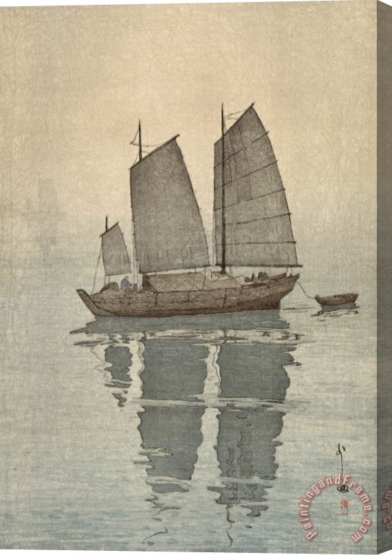 Hiroshi Yoshida Sailing Boats, Mist (hansen, Kiri), From The Inland Sea Series (seto Naikai Shu) Stretched Canvas Painting / Canvas Art