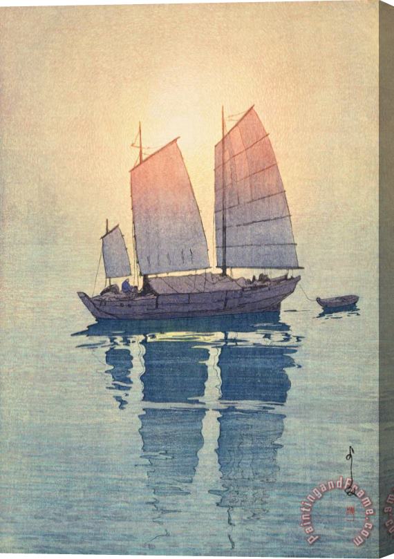 Hiroshi Yoshida Sailing Boats, Morning (hansen, Asa), From The Inland Sea Series (seto Naikai Shu) Stretched Canvas Painting / Canvas Art