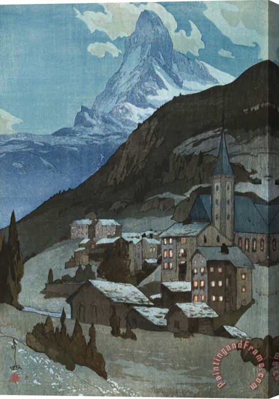 Hiroshi Yoshida The Matterhorn at Night (matahorun Yama, Yo), From The European Series Stretched Canvas Painting / Canvas Art