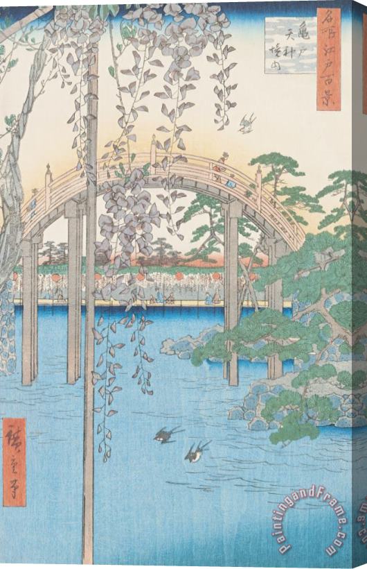 Hiroshige The Bridge with Wisteria Stretched Canvas Painting / Canvas Art