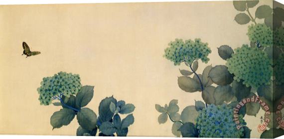 Hishida Shunso Hydrangeas Stretched Canvas Print / Canvas Art