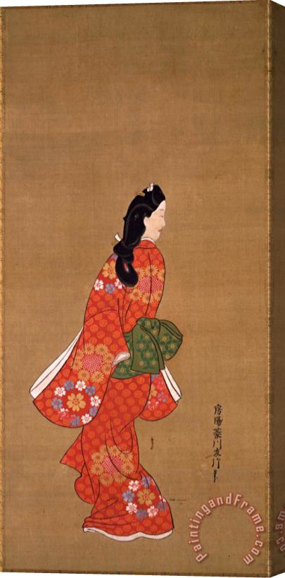 Hishikawa Moronobu Beauty Looking Back Stretched Canvas Print / Canvas Art