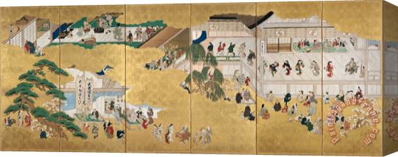 Hishikawa Moronobu Scenes From The Nakamura Kabuki Theater Stretched Canvas Painting / Canvas Art