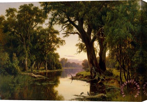 H.j. Johnstone A Billabong of The Goulburn, Victoria Stretched Canvas Painting / Canvas Art