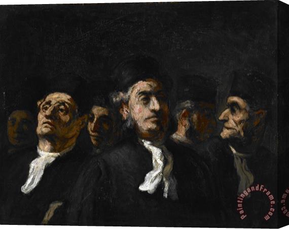 Honore Daumier A Meeting of Lawyers Stretched Canvas Painting / Canvas Art