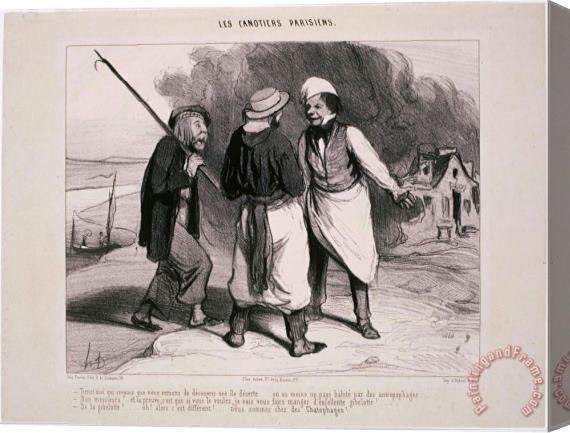 Honore Daumier Les Canotiers Parisiens Tiens! Moi Qui Croyais Que Nous Venions De Decouvrir… Stretched Canvas Print / Canvas Art