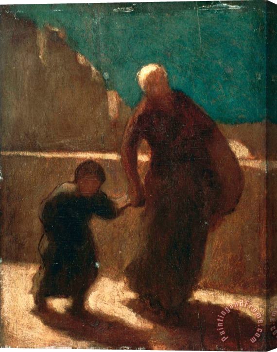 Honore Daumier On a Bridge at Night Stretched Canvas Painting / Canvas Art
