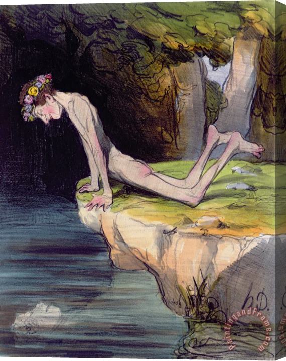 Honore Daumier The Beautiful Narcissus Stretched Canvas Painting / Canvas Art