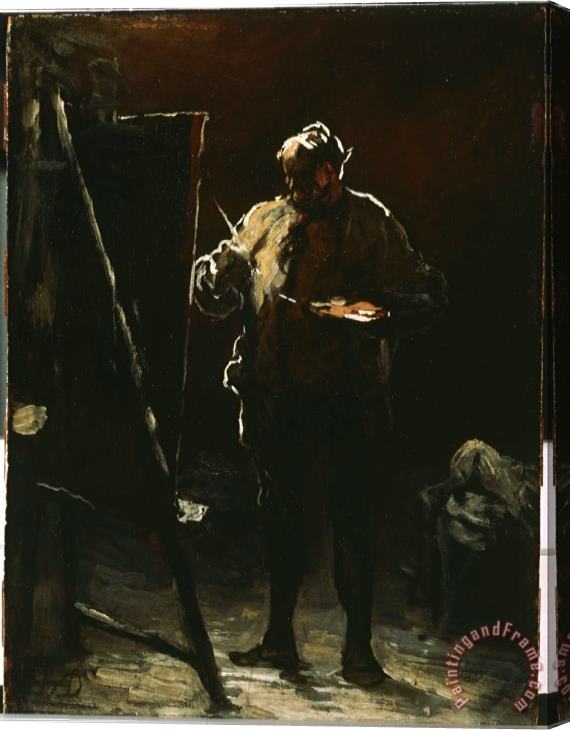 Honore Daumier The Painter at His Easel Stretched Canvas Print / Canvas Art