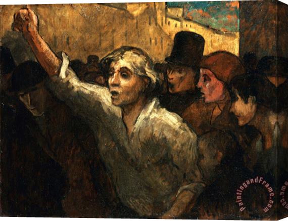 Honore Daumier The Uprising (l'emeute) Stretched Canvas Painting / Canvas Art