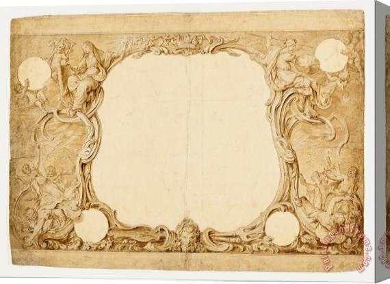Hubert-francois Gravelot Design for an Ornamental Border, Used for The Surround to The General Chart in John Pine's Tapestry... Stretched Canvas Painting / Canvas Art