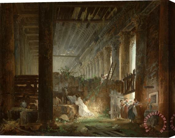 Hubert Robert A Hermit Praying in The Ruins of a Roman Temple Stretched Canvas Print / Canvas Art