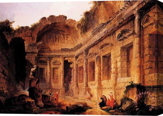 Hubert Robert Interior of The Temple of Diana at Nmes Stretched Canvas Print / Canvas Art