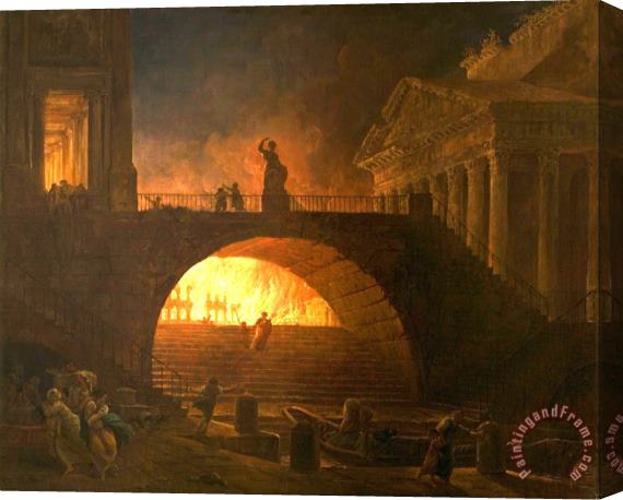 Hubert Robert The Fire of Rome Stretched Canvas Print / Canvas Art