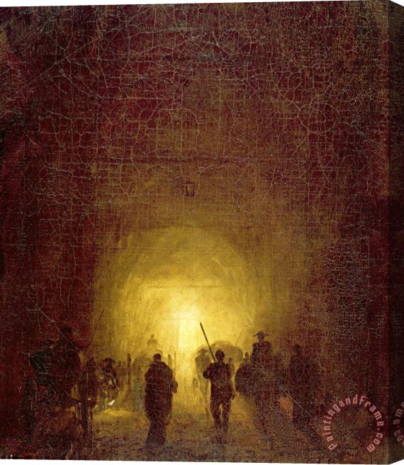 Hubert Robert The Posillipo Cave at Naples (oil on Canvas) Stretched Canvas Painting / Canvas Art