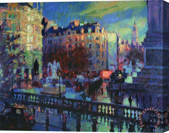Hugo Grenville Trafalgar Square January Evening Stretched Canvas Print / Canvas Art