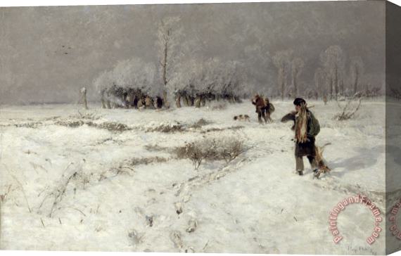 Hugo Muhlig Hunting in the Snow Stretched Canvas Print / Canvas Art