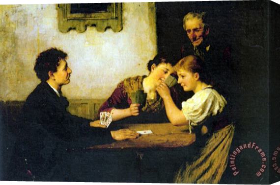 Hugo Oehmichen The Card Game Stretched Canvas Painting / Canvas Art