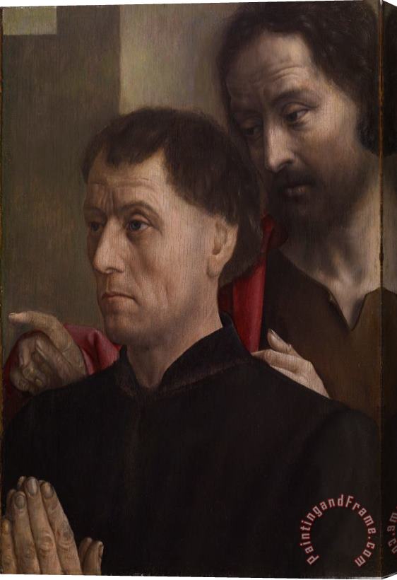 Hugo van der Goes Portrait of a Man at Prayer with Saint John The Baptist Stretched Canvas Print / Canvas Art