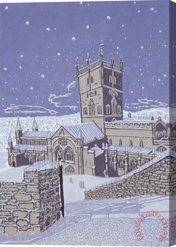 Huw S Parsons St David S Cathedral In The Snow Stretched Canvas Painting / Canvas Art