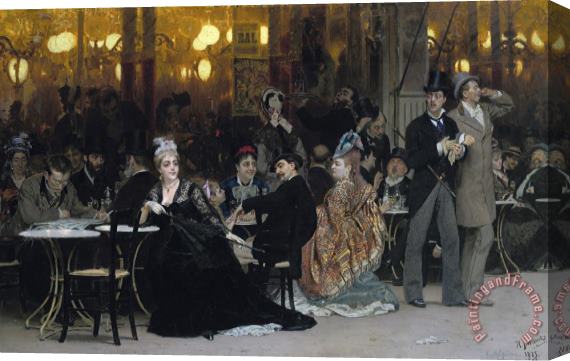 Ilya Efimovich Repin A Parisian Cafe Stretched Canvas Painting / Canvas Art