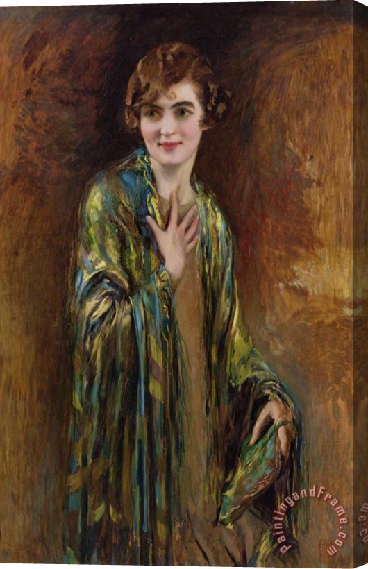 Isaac Cohen Portrait of a girl with a green shawl Stretched Canvas Print / Canvas Art