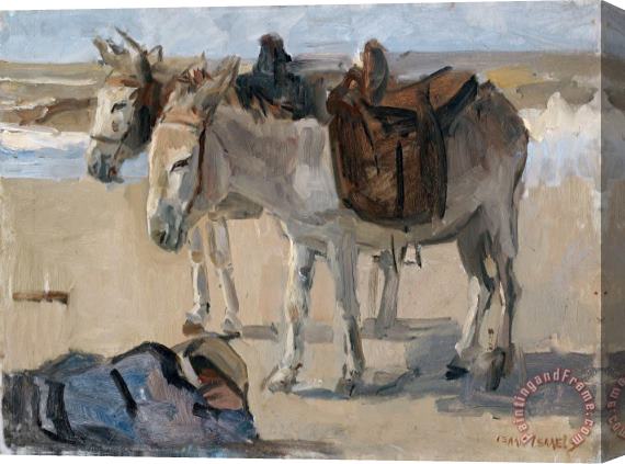 Isaac Israels Two Donkeys Stretched Canvas Painting / Canvas Art