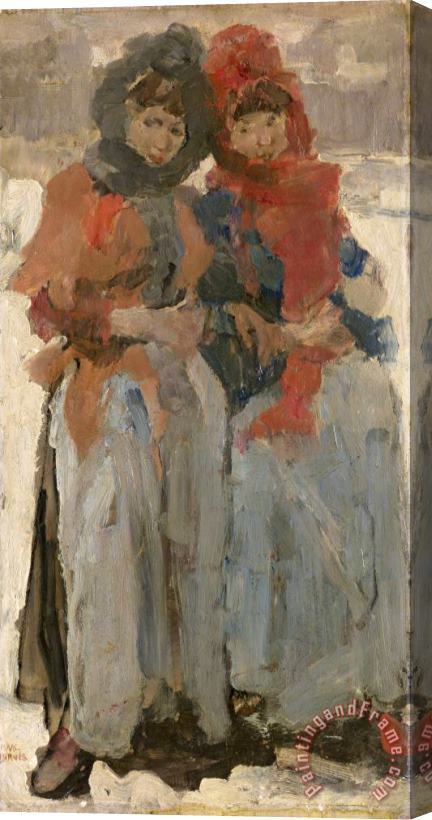 Isaac Israels Two Young Women in The Snow Stretched Canvas Painting / Canvas Art