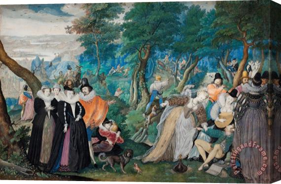 Isaac Oliver A Party in The Open Air. Allegory on Conjugal Love Stretched Canvas Print / Canvas Art