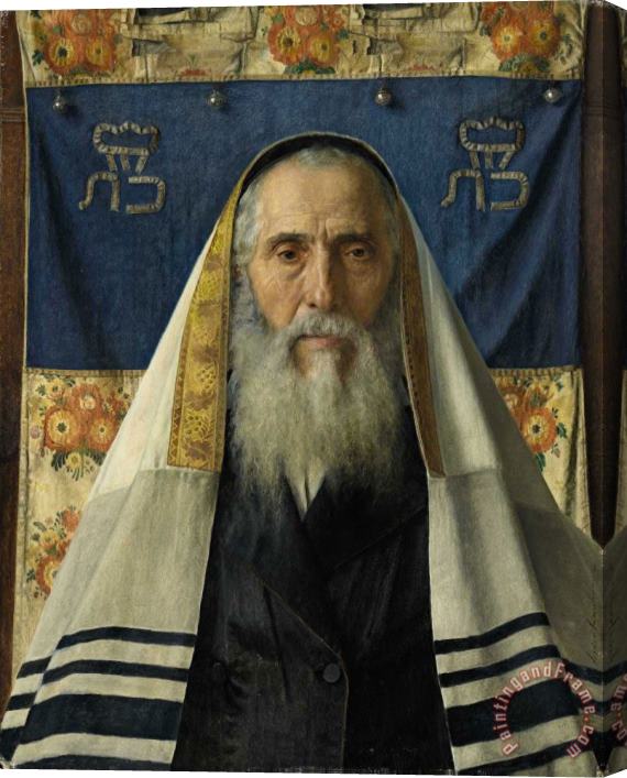 Isidor Kaufmann Portrait of a Rabbi with Prayer Shawl Stretched Canvas Print / Canvas Art