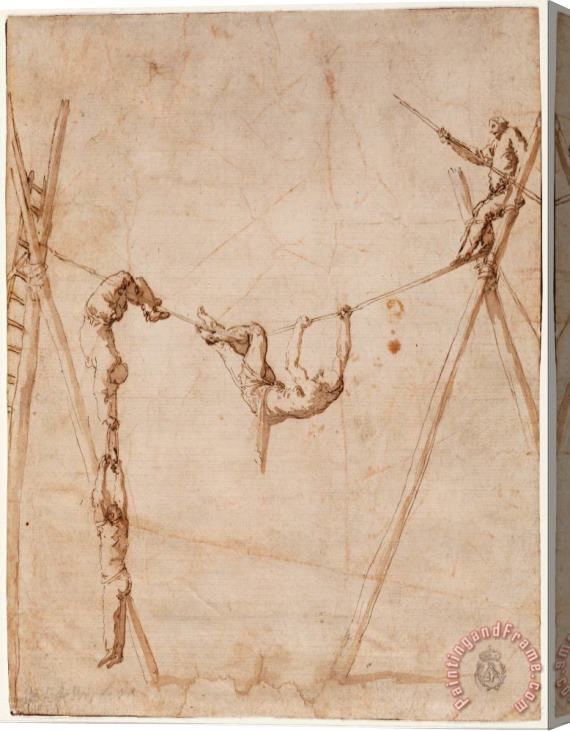 Italian Acrobatas En La Cuerda. Stretched Canvas Print / Canvas Art
