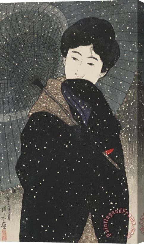 Ito Shinsui Snowy Night (yoru No Yuki), From The Series Twelve Forms of New Beauty Stretched Canvas Print / Canvas Art