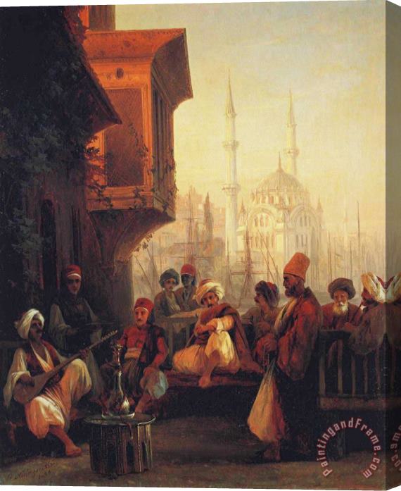 Ivan Constantinovich Aivazovsky Coffee House by The Ortakoy Mosque in Constantinople Stretched Canvas Print / Canvas Art