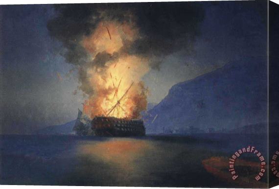 Ivan Constantinovich Aivazovsky Exploding Ship Stretched Canvas Print / Canvas Art