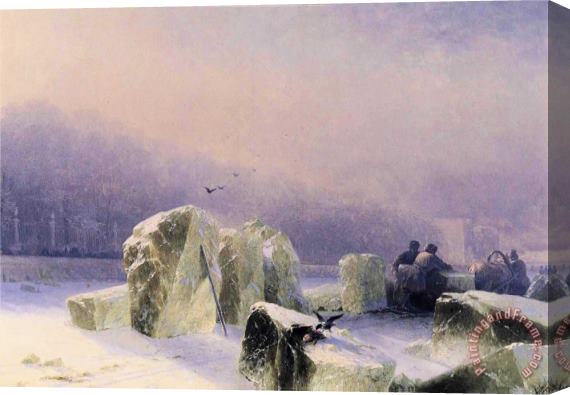 Ivan Constantinovich Aivazovsky Ice Breakers on The Frozen Neva in St. Petersburg Stretched Canvas Painting / Canvas Art