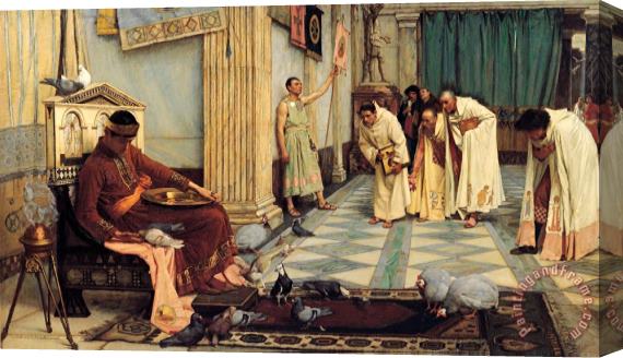 J. W. Waterhouse The Favourites of The Emperor Honorius Stretched Canvas Painting / Canvas Art