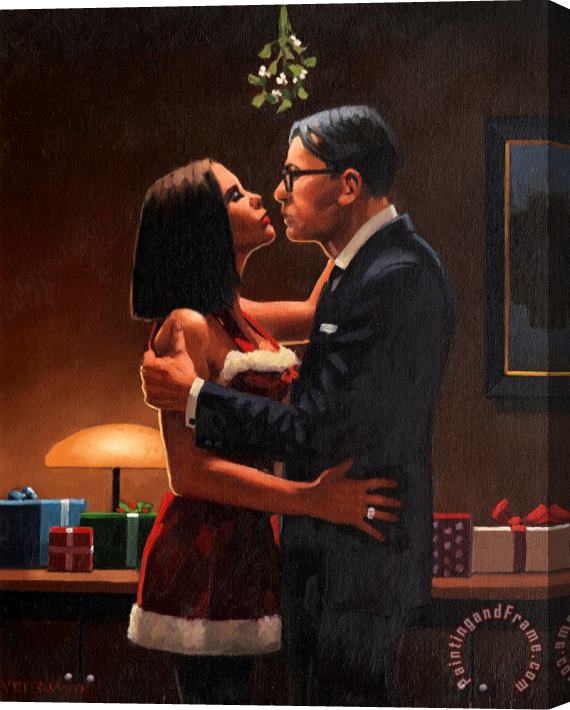 Jack Vettriano Ae Fond Kiss Stretched Canvas Painting / Canvas Art