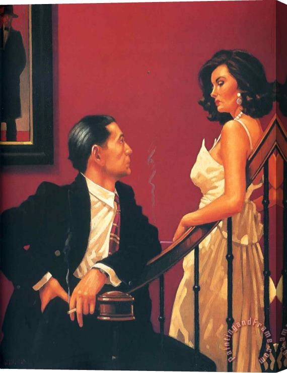 Jack Vettriano Shades of Scarlett Stretched Canvas Painting / Canvas Art