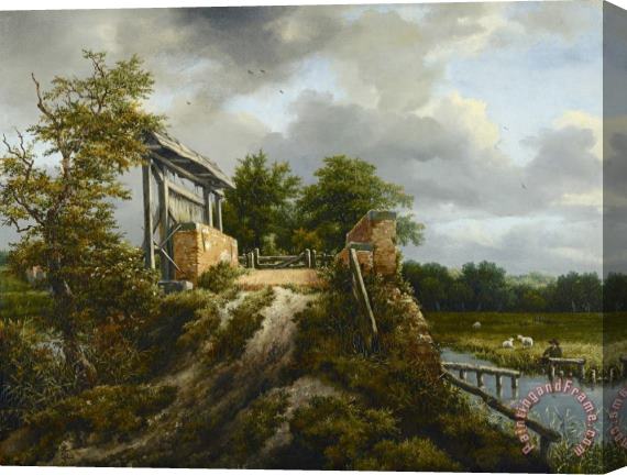 Jacob Isaacksz. Van Ruisdael Bridge with a Sluice Stretched Canvas Print / Canvas Art