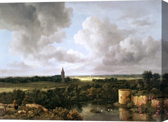 Jacob Isaacksz. Van Ruisdael Landscape with Ruined Castle And Church Stretched Canvas Painting / Canvas Art