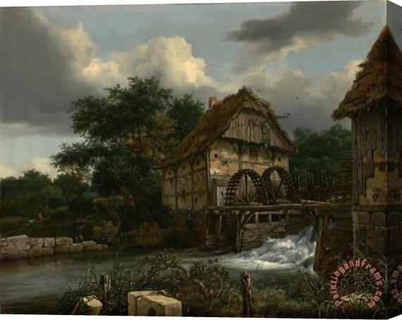 Jacob Isaacksz. van Ruisdael Two Watermills And an Open Sluice Stretched Canvas Painting / Canvas Art