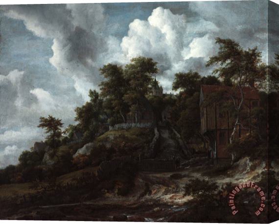 Jacob Isaacksz. van Ruisdael Wooded Hillside with a View of Bentheim Castle Stretched Canvas Painting / Canvas Art